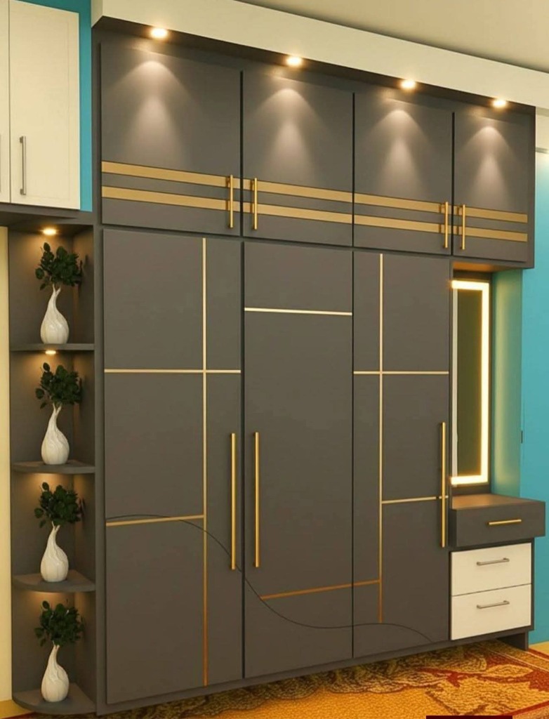 Taupe & Gold Inlay Wardrobe